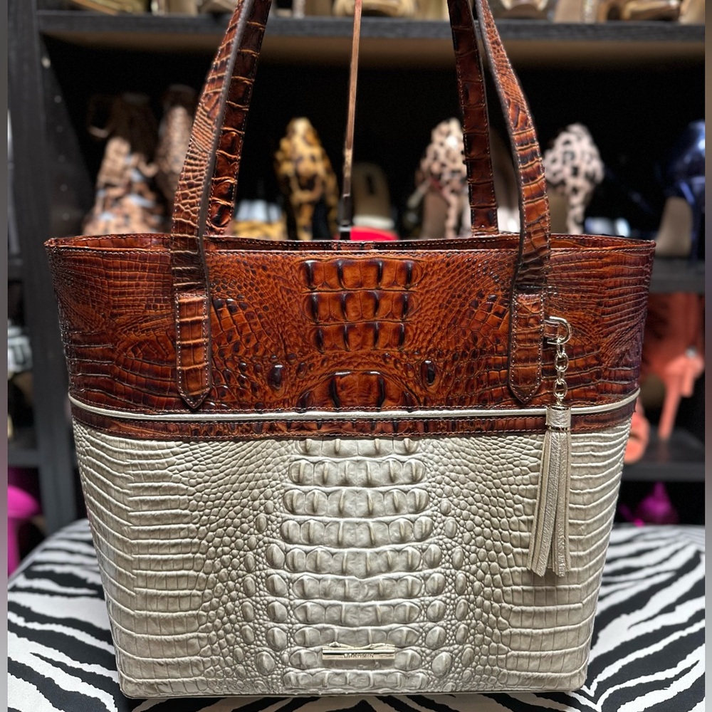 Brahmin Caye Collection Brooke Tote Bag (Clay)